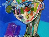 ARTE-CONTEMPORANEO-PINTORES ESPANOLES.-jose-manuel-merello.-blue-boy-(65-x-46-cm)-mix-media-on-canvas